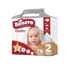 Bonero - Premium - Couches pour bébé 2 min 3-6 kg x76 pièces