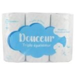 Leader Price - Papier toilette douceur triple épaisseur moelleux résistant & doux x6 rouleaux